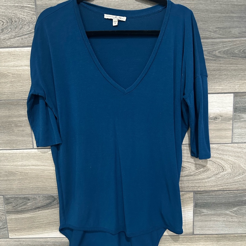 Express Deep Blue V-Neck Bodysuit